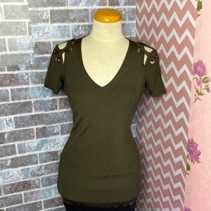 🌷 Michael Kors 🌷 Hunter Green Ribbed V Neck Top​